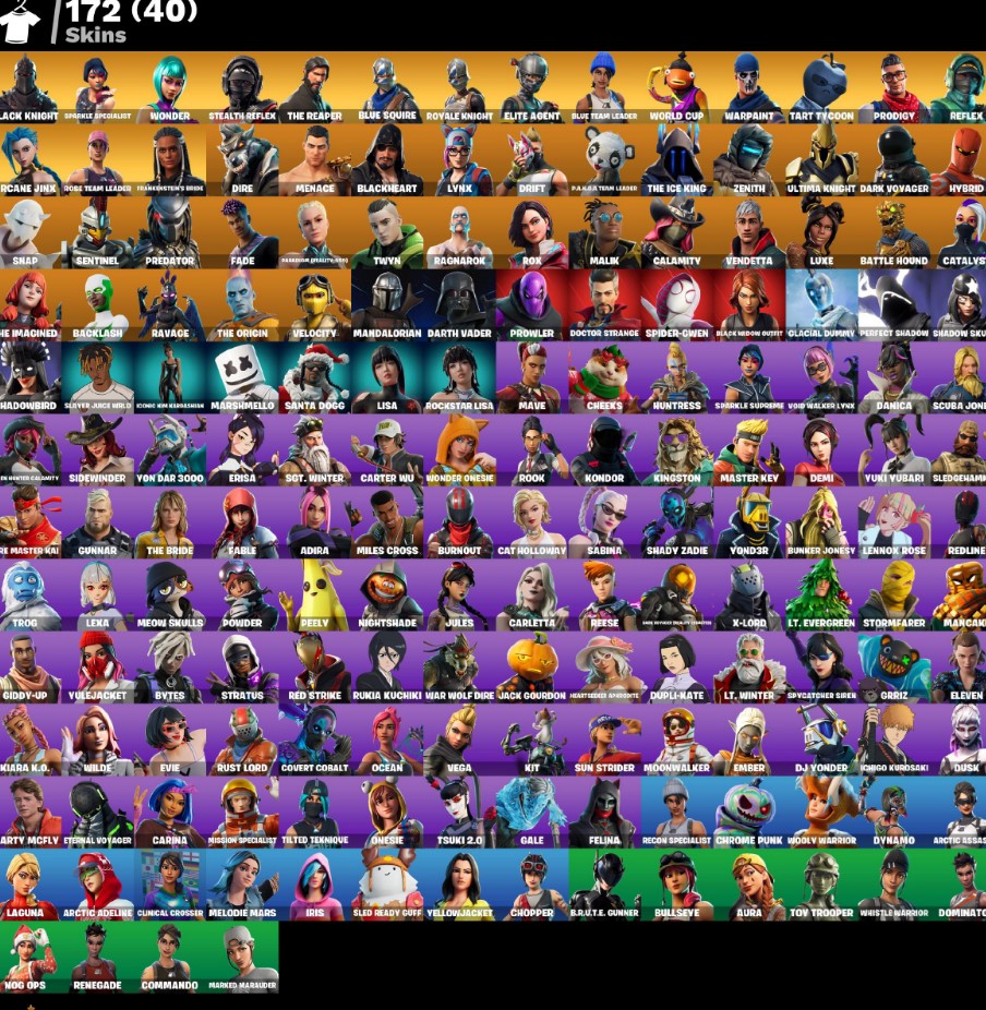 حساب فورتنايت ضمان مدى فيه نوادر وسكنات شوب+ يجيك معه ايميل الانشاء و يمديك تغير الايميل في الايبيك بمجرد دخولك للحساب